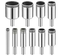 Diamond Drill Bits Set, 10 PCS Diamond Hole Saw Set, Glass Drill Bit for Ceramic Tile Porcelain Marble Granite Stone Bottles