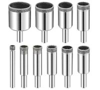 Diamond Drill Bits Set, 10 PCS Hole Saw Glass Bit for Ceramic Tile Porcelain Marble Bottles