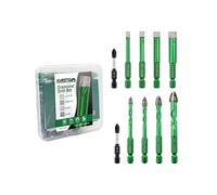 Diamond Drill Bits Set 10pcs - KURSTOL 5/6/8/10mm Tile Drill Bit with PH2 Screwdriver Bit for Porcelain Tile Ceramic Stone Granite Marble, Quick-fit Hex Shank