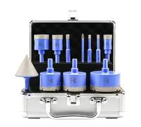 Diamond Drill Bits Set 11Pcs - 6/6/8/20/25/35/45/50/65mm Triangle Shank Tile Hole Saw Kit, 6mm Carbide Drill, 50mm Beveling Chamfer Bit for Porcelain Tile Ceramic Granite Marble Dekton