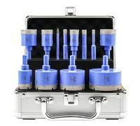 Diamond Drill Bits Set 12Pcs - 6/8/10/20/25/28/32/35/45/50/65mm Triangle Shank Tile Hole Saw Kit and 6mm Carbide Drill for Porcelain Tile Ceramic Granite Marble Dekton
