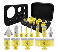 Diamond Drill Bits Set 12pcs - 9pcs 6/6/8/20/25/35/50/68/110mm M14 Hole Saw, 20mm Finger Milling Bit, 50mm Beveling Bit, M14 to Hex Adapter for Ceramic, Porcelain, Tile, Marble, Granite