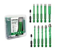 Diamond Drill Bits Set 12pcs - KURSTOL 5/6/8/10mm Tile Drill Bit with PH2 Screwdriver Bit for Porcelain Tile Ceramic Stone Granite Marble, Quick-fit Hex Shank