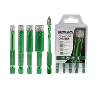 Diamond Drill Bits Set - KURSTOL 6/8/10/12mm+6mm Tile Drill Bit for Porcelain Tile Ceramic Granite Marble Stone, Quick-fit Hex Shank