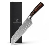 Diamond Edge 7" Santoku Knife - Professional Japanese Style Kitchen Knife with Ultra Sharp Stainless Steel Blade, Ergonomic Pakkawood Handle, Gift Box & Protective Sheath