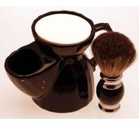 Diamond Edge Apollo shaving brush & black shaving mug