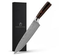 Diamond Edge Chef Knife - Professional Kitchen Knife with Ultra Sharp Stainless Steel Blade, Ergonomic Pakkawood Handle, Gift Box & Protective Sheath - Cooking Knife for Meat, Fish & Vegetables