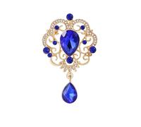 Diamond-Encrusted Crystal Pendant Brooch Women'S Dress Corsage Pin, Blue
