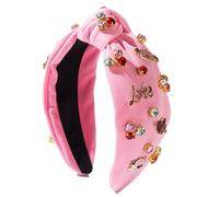 Diamond-Encrusted Headband Temperament Peach Heart Letter Headband Wide-Brimmed Headdress, Pink