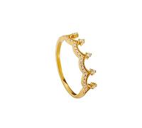 Diamond Eternity Rings for Women, Engagement Rings Crown Band 18K Yellow Gold for Bride Size O 1/2