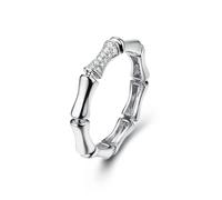 Diamond Eternity Rings for Women, Simple Engagement Ring Bamboo Joint Band 18K White Gold Birthday Gift for Her Size S 1/2