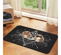 Diamond Eye Pattern Pet Food Mat 17.2x11.81in Absorbent Non-Slip PU Leather Feeding Mat for Dogs Cats Rubber Bottom Fast Drying Rollable Pet Bowl Placemat