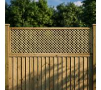Diamond Fence Panel Topper 6ft x 2ft Framed Privacy Garden Trellis Wooden | 182.8cm x 60cm, Decorative Modern Lattice, Wall-Mount or Add Extra Height, Treated, Ideal Support for Plants & Vegetables
