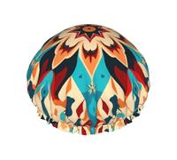 Diamond Flower Indian Print Double layer women's shower cap, reusable, large size design suitable for all hair lengths, suitable for girls, spa and home salon use.