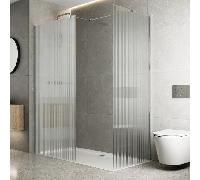 Diamond Fluted Walk In Shower Screens with 1700 x 800mm Non Slip Tray - 8mm Chrome