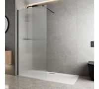 Diamond Fluted Wet Room Shower Screen 1000mm - 8mm Black