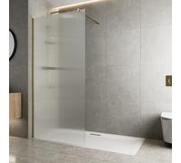 Diamond Fluted Wet Room Shower Screen 1400mm - 8mm Brass