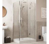 Diamond Frameless Hinged Shower Enclosure 1200 x 700mm with Raised Tray and Waste - 8mm