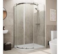 Diamond Frameless Offset Quadrant Shower Enclosure 1200 x 800mm with Easy Plumb Tray Left Entry 8mm