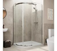Diamond Frameless Offset Quadrant Shower Enclosure 1200 x 800mm with Raised Non Slip Tray (Left Entry) 8mm