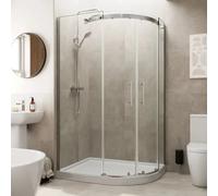 Diamond Frameless Offset Quadrant Shower Enclosure 1200 x 900mm with Raised Non Slip Tray (Right Entry) 8mm