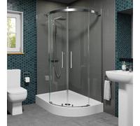 Diamond Frameless Offset Quadrant Shower Enclosure 1200 x 900mm with Raised Tray Right Entry 8mm