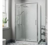 Diamond Frameless Sliding Shower Enclosure 1100 x 800mm with Raised Tray and Waste - 8mm