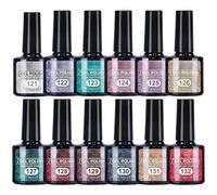 Diamond Gel Nail Polish 12 Colours, Reflective Glitter Nail Gel for Disco Parties & Home DIY Nail Art - Crushed Diamond Sparkle, Long-Lasting 28+ Days Soak Off UV LED Gel Varnish (12pcs-colourful)