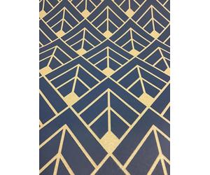 Diamond Geometric Wallpaper Navy Blue Gold Glitter Shimmer 3D Effect Rasch
