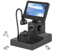 Diamond Girdle Viewer, 50-1500X Digital Microscope, Adjustable Magnifying Glass with 4.3Inch LCD Screen and LED Fill Light, Accurate Identification, for Diamond Waist Code Magnifying,Black