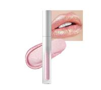 Diamond Glitter Lip Gloss, Metallic Pink Liquid Lip Stain, Pink Shimmer Liquid Lipstick Waterproof Non-Stick Cup Sparkle Shiny Lip Plumper Tinted Lip Balm for Women