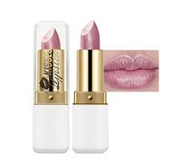 Diamond Glitter Lipstick,Light Pink Shimmer Matte Metallic Lipstick, Long Lasting Waterproof Shiny Lip Gloss, Silky Smooth Full-Coverage Pearlescent Lipsticks,Non-Stick Cup