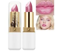 Diamond Glitter Lipstick,Pink Shimmer&Gold Metallic Lipstick,High Pigmented Moisturizing Long Lasting Sparkly Lip Gloss,Non-Sticky Creamy Lip Stain,Waterproof Lip Gloss & Satin Lip Stain for Women#11