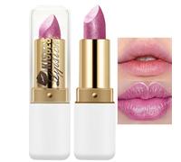 Diamond Glitter Lipstick,Pink Shimmer Matte Metallic Lipstick with Gold&Silver Sparkle,High Pigmented Waterproof Long Lasting Sparkly Gloss,Moisturizing Non-Sticky Lip Stain,Light Pink Shimmer(10#)
