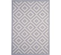 DIAMOND GREY & WHITE OUTDOOR & INDOOR RUG DURABLE WEATHER-PROOF WASHABLE | GARDEN PATIO GARAGE KITCHEN | SMALL, 80X150 CM