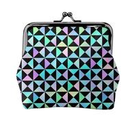 Diamond Grid Print Coin Purse for Women, Kiss-lock Change Purse Wallets, Small PU Leather Coin Purses