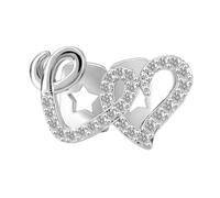 Diamond Grillz, Kucheed Bling Heart Teeth Grills Cap, 18K Gold Plated Hip Hop Top Tooth Jewelry, Trendy CZ Dental Decoratio for Men Women, Shiny Rapper Costume Party Accessories (Silver)
