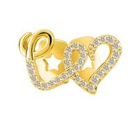 Diamond Grillz, Kucheed Shiny Heart Cross Teeth Grill Cap, 18K Gold Plated Hip Hop Top Dental Jewelry, Trendy CZ Tooth Decorations for Men and Women, Bling Rapper Costume Party Accessories, 14 mm x 10