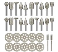 Diamond Grinding Bit Set Stone Carving Set Hakkin 30Pcs Diamond Burr Bit with Cutting Discs 3mm Shank Compatible with Dremel Rotary Tool for Grinding, Stone Carving Polishing