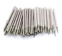 Diamond Grinding Burr Drill, 2.35mm Shank Diamond Burr Bits Engraving Carving Polishing Glass Jade Stone 0.4-3mm 50 pcs(Dia 0.5mm,10PCS)
