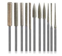 Diamond Grinding Burr Drill Bit Set for Dremel, 11PCS Polishing Kits Stone Carving Rotary Tools Attachment Accessories with 1/8'' Shank For Carving, Engraving, Grinding, Stone, Rocks, Jewelry, Glass