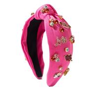 Diamond Headband Temperament Peach Heart Letter Headband Wide-Brimmed Headdress, Rose Red