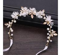 Diamond headdress flower pearl headband bridal gold leaf pearl headband wedding hair accessories flower wedding headband bridal headdress