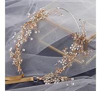 Diamond headdress retro gold bridal headband red crystal long hairband European style soft bridal evening dress hair accessories