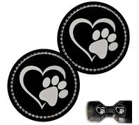 (Diamond Heart) Car Coaster, Car Coaster - Heat Resistant, Reusable, Non-Slip Drink Coaster, Non-Slip Drink Coaster, Reusable, Silicone Car Coaster with Paw Print
