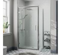 Diamond Hinged Shower Enclosure 1000 x 700mm with Raised Non Slip Tray and Waste - 8mm
