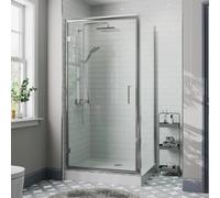 Diamond Hinged Shower Enclosure 900 x 800mm with Raised Non Slip Tray and Waste - 8mm