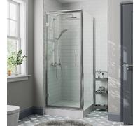 Diamond Hinged Shower Enclosure 900 x 900mm with Raised Non Slip Tray and Waste - 8mm