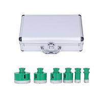 Diamond Hole Saw Drill Bit Set, 6Pcs with M14 Thread, 20-68mm Diameter Green Coated - Durable Diamond Coating, Smooth Cut Edges, Ideal for Glass and Tile Drilling