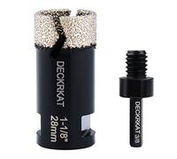 Diamond Hole Saw, Hole Cutter 1-1/8'' for Tiles Granite Marble Ceramic Glass Porcelain, 28mm Core Drill Bit with 5/8-11 Thread and 3/8'' Hex Shank Adapter for Angle Grinders & Drills